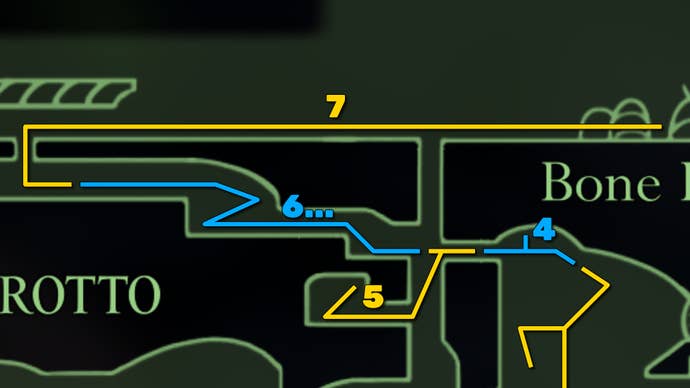 Final section showing the path to the Moss Mother boss and exit to Bone Bottom